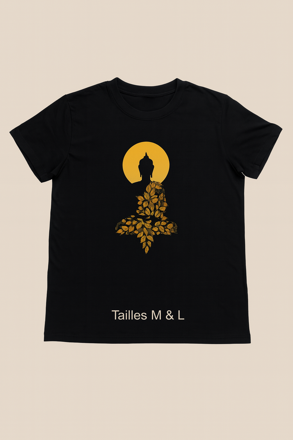 T-shirt Bouddha Méditation -Noir ( Tailles M et L)
