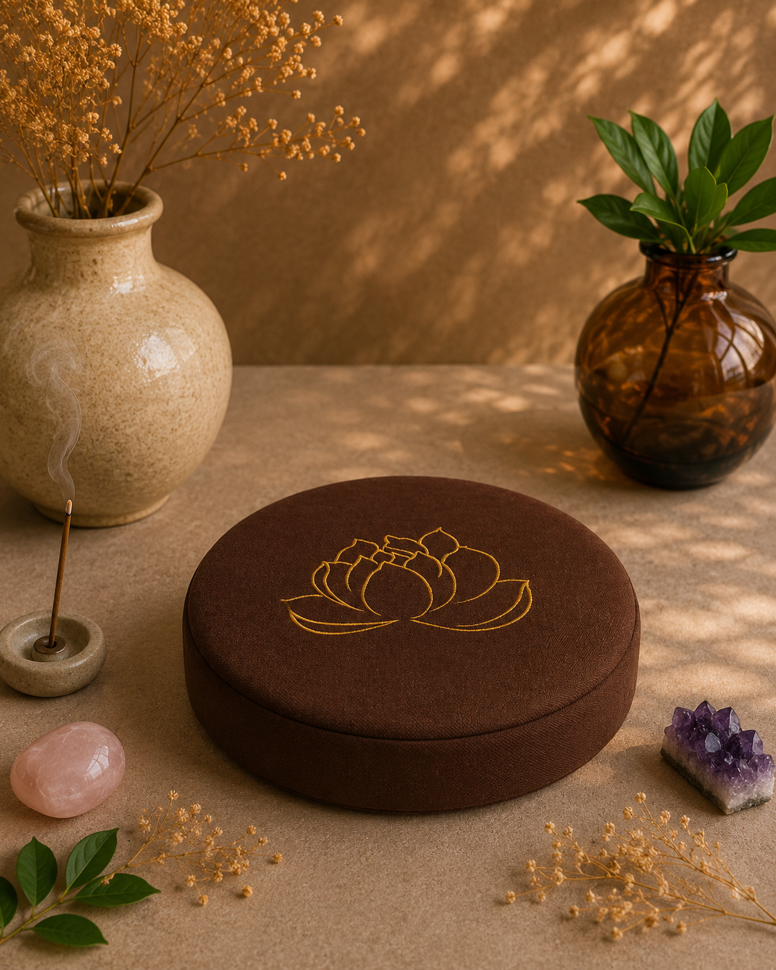 🧘‍♀️ Coussin de méditation - Lotus brodé