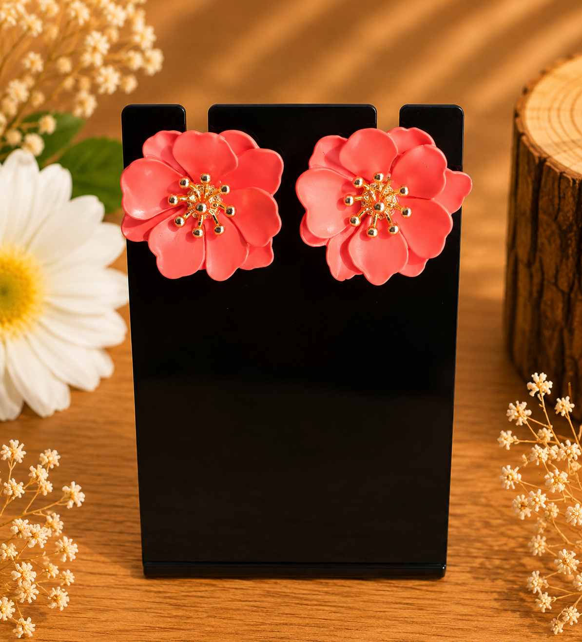 Boucles d' oreilles fleur corail - énergie & vitalité 🧡