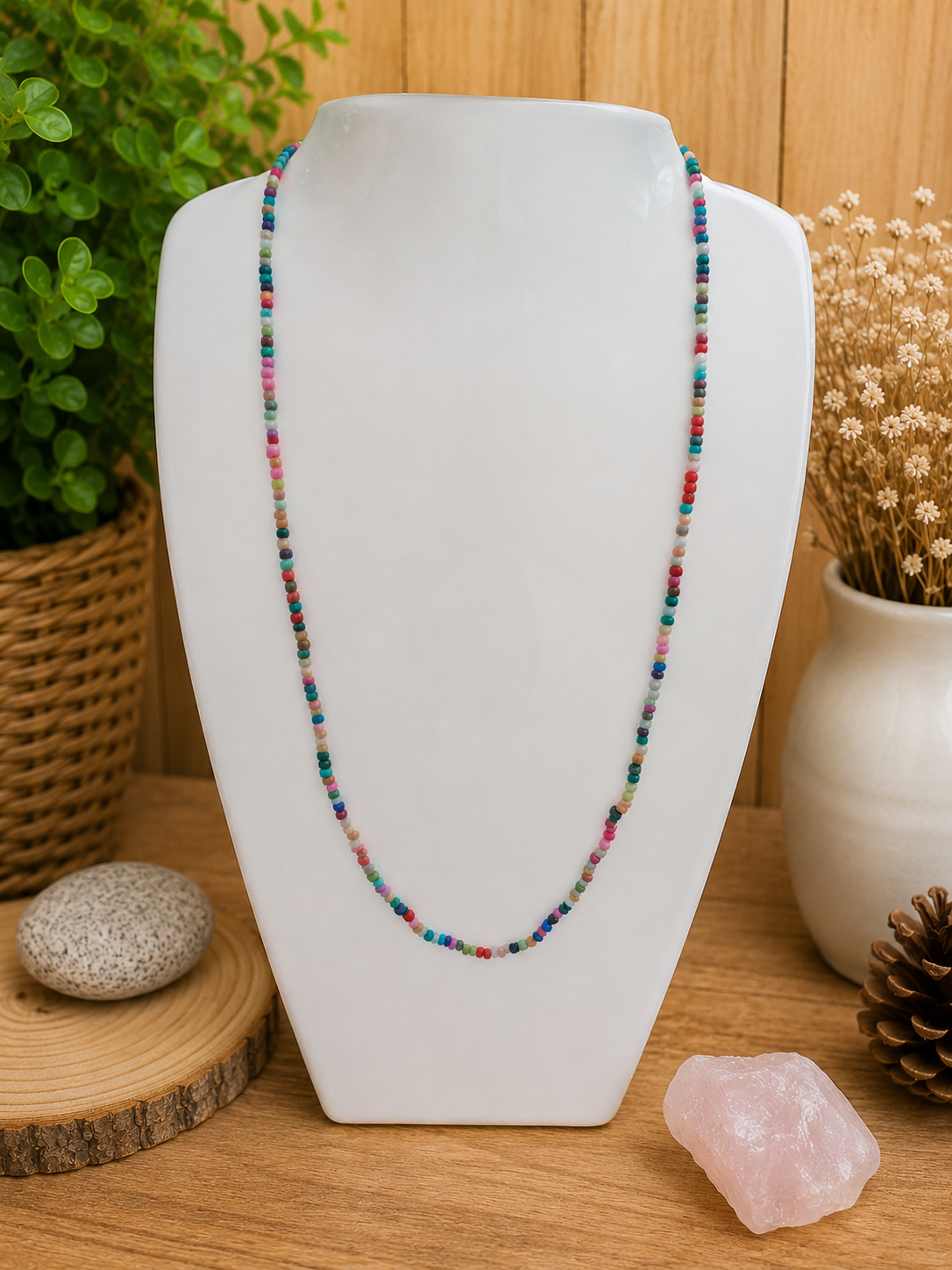 Collier fin en perles colorées - bijou délicat