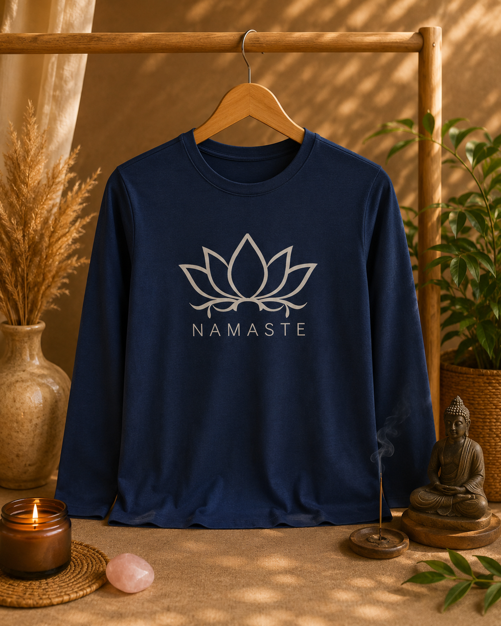 ✨T-shirt manches longues  Namasté- Bleu & Gris  ( Tailles M et L ) ✨
