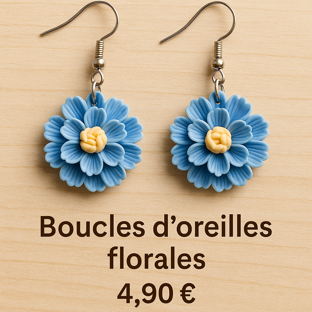 ✨Boucles d ' oreilles fantaisie en fleurs colorées 🌸