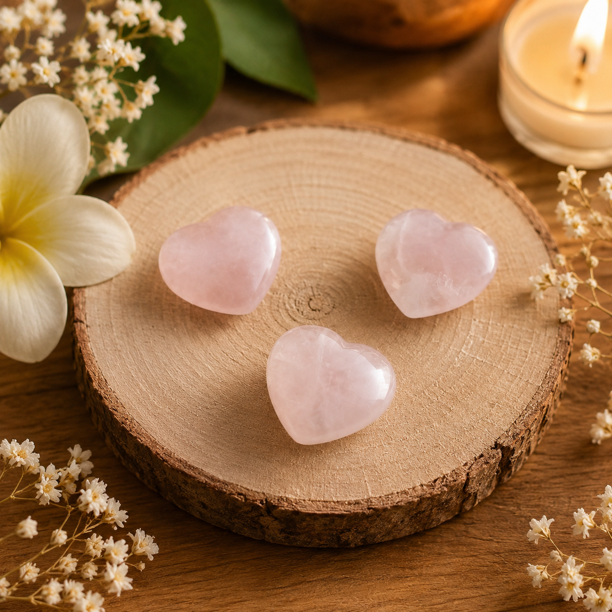 💗 Petit coeur en Quartz Rose - Vendu à l'unité