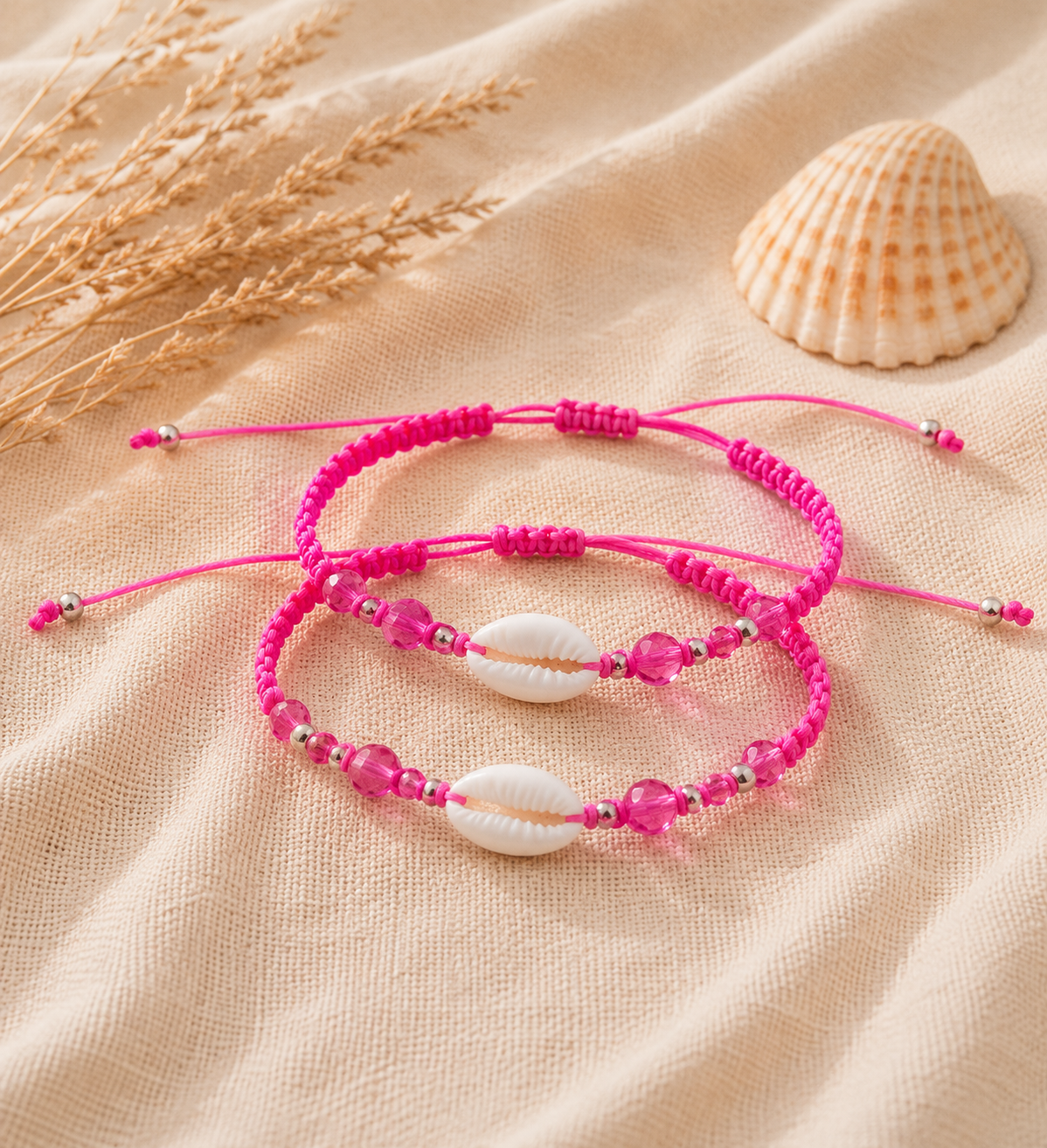 Bracelet coquillage rose -Eté