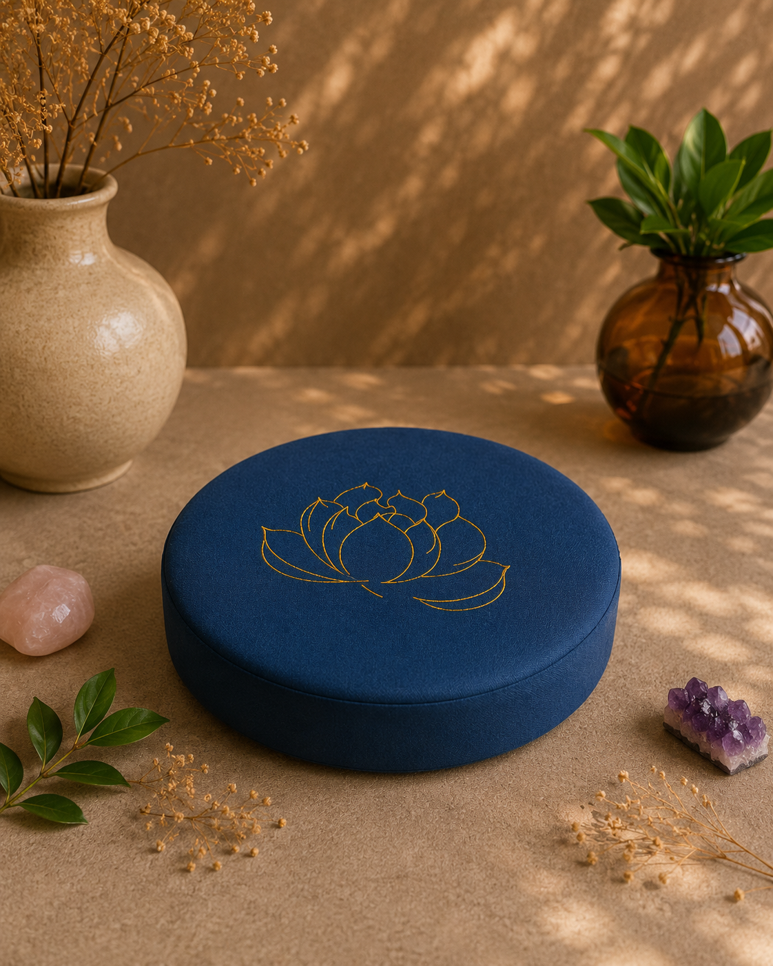 🧘‍♀️ Coussin de méditation - Lotus brodé
