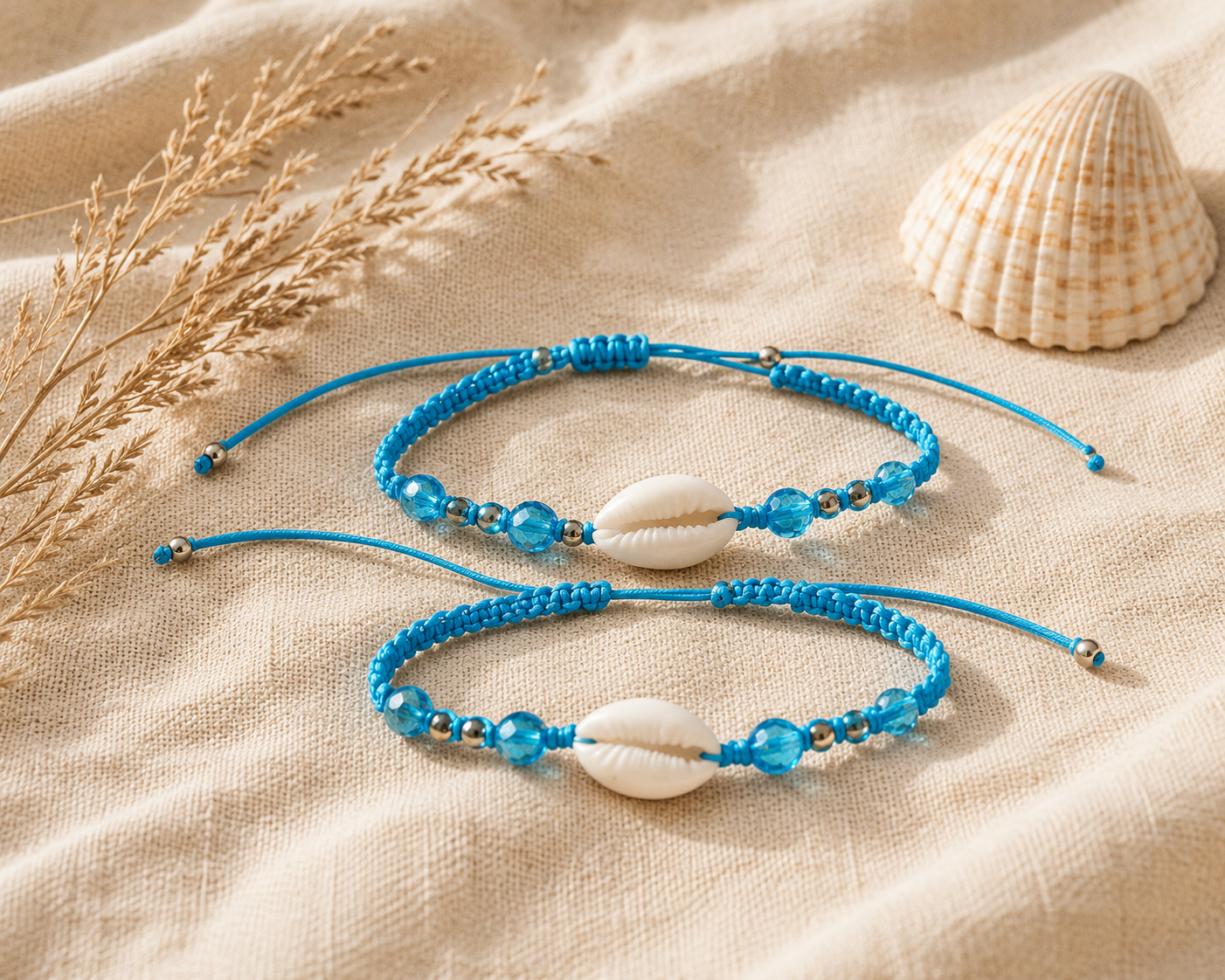 Bracelet coquillage bleu - Eté