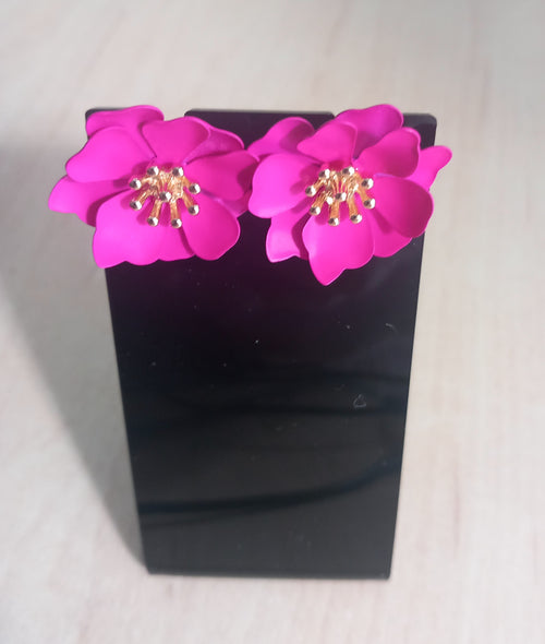 Boucles d' oreilles fleur rose - douceur & féminité 🌸