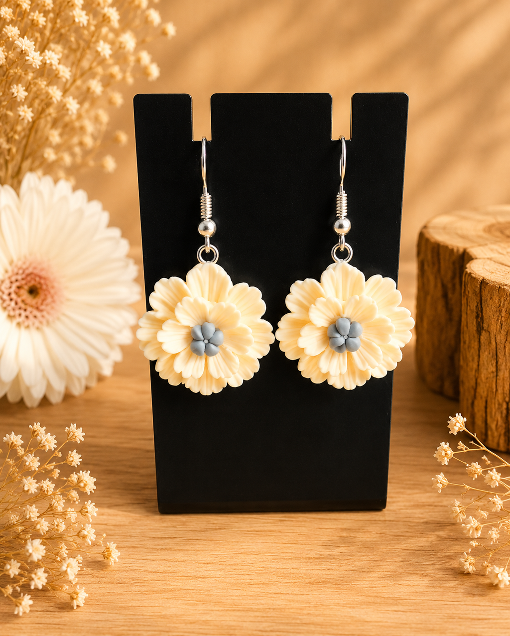 ✨Boucles d ' oreilles fantaisie en fleurs colorées 🌸