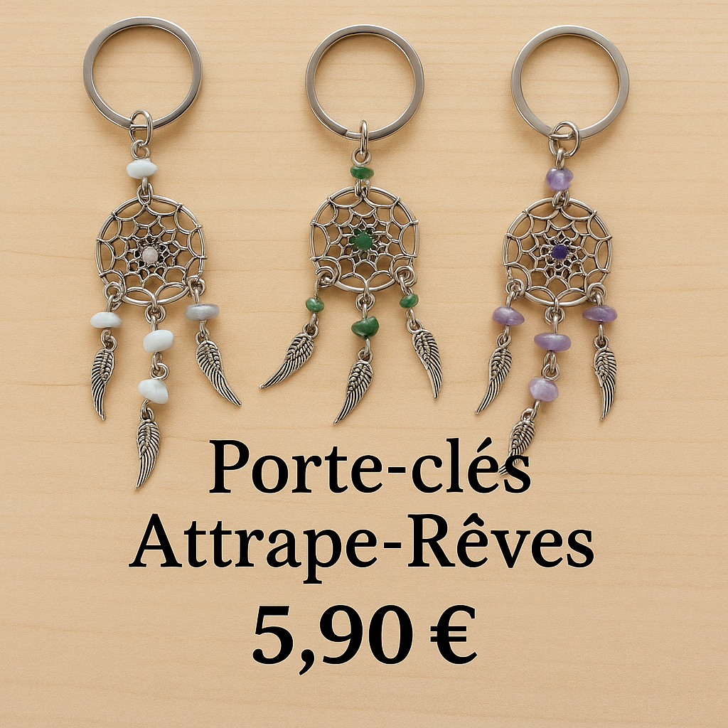 ✨Porte- clés  Attrape-Rêves avec Pierres Naturelles✨.