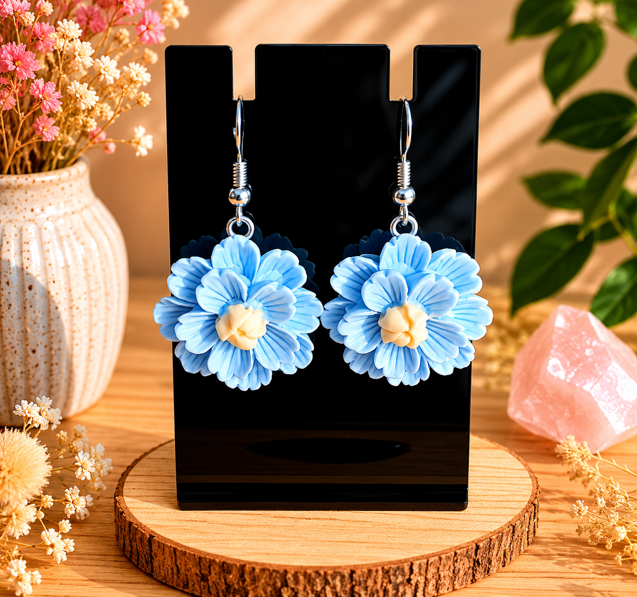 ✨Boucles d ' oreilles fantaisie en fleurs colorées 🌸