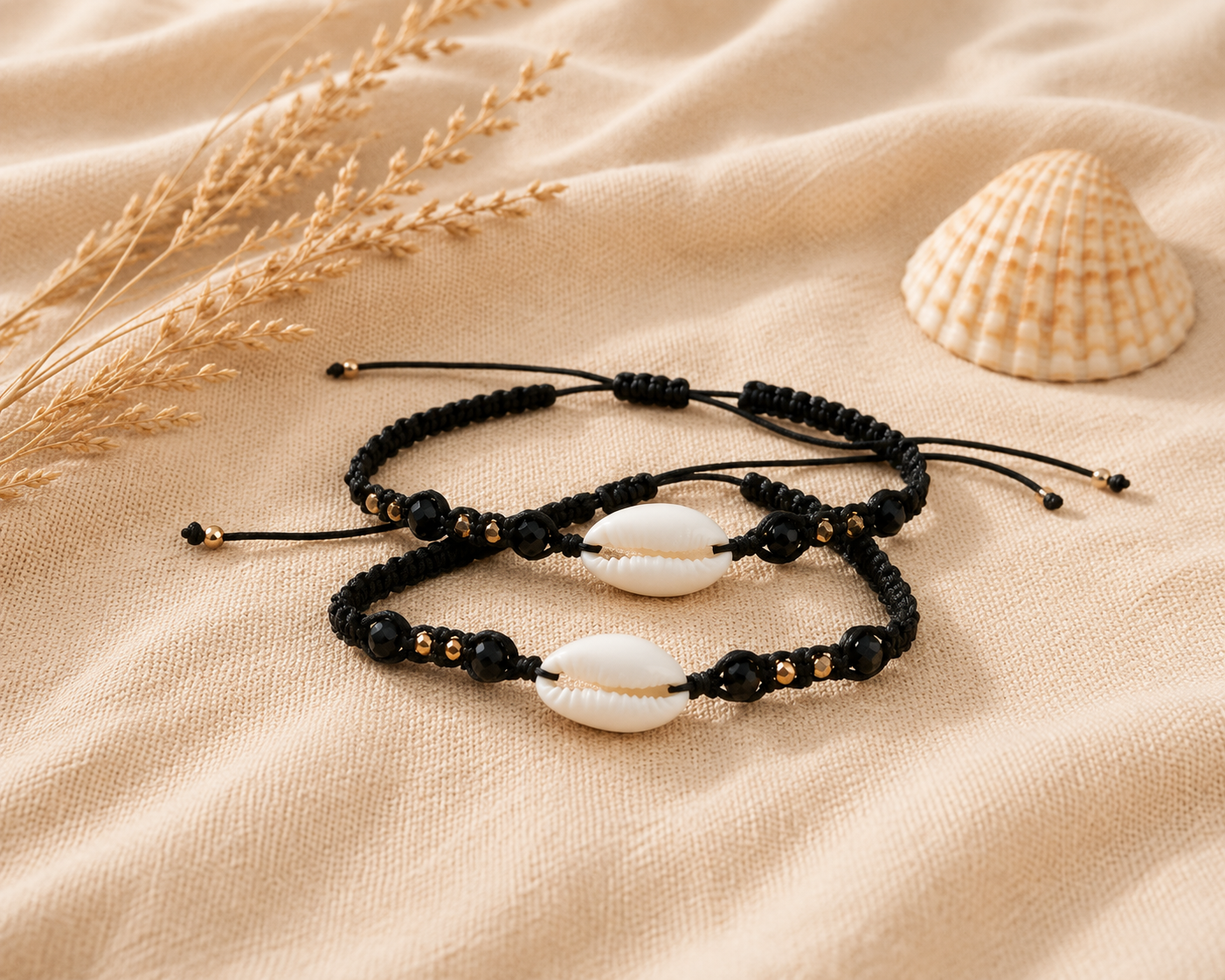 Bracelet coquillage noir- Eté
