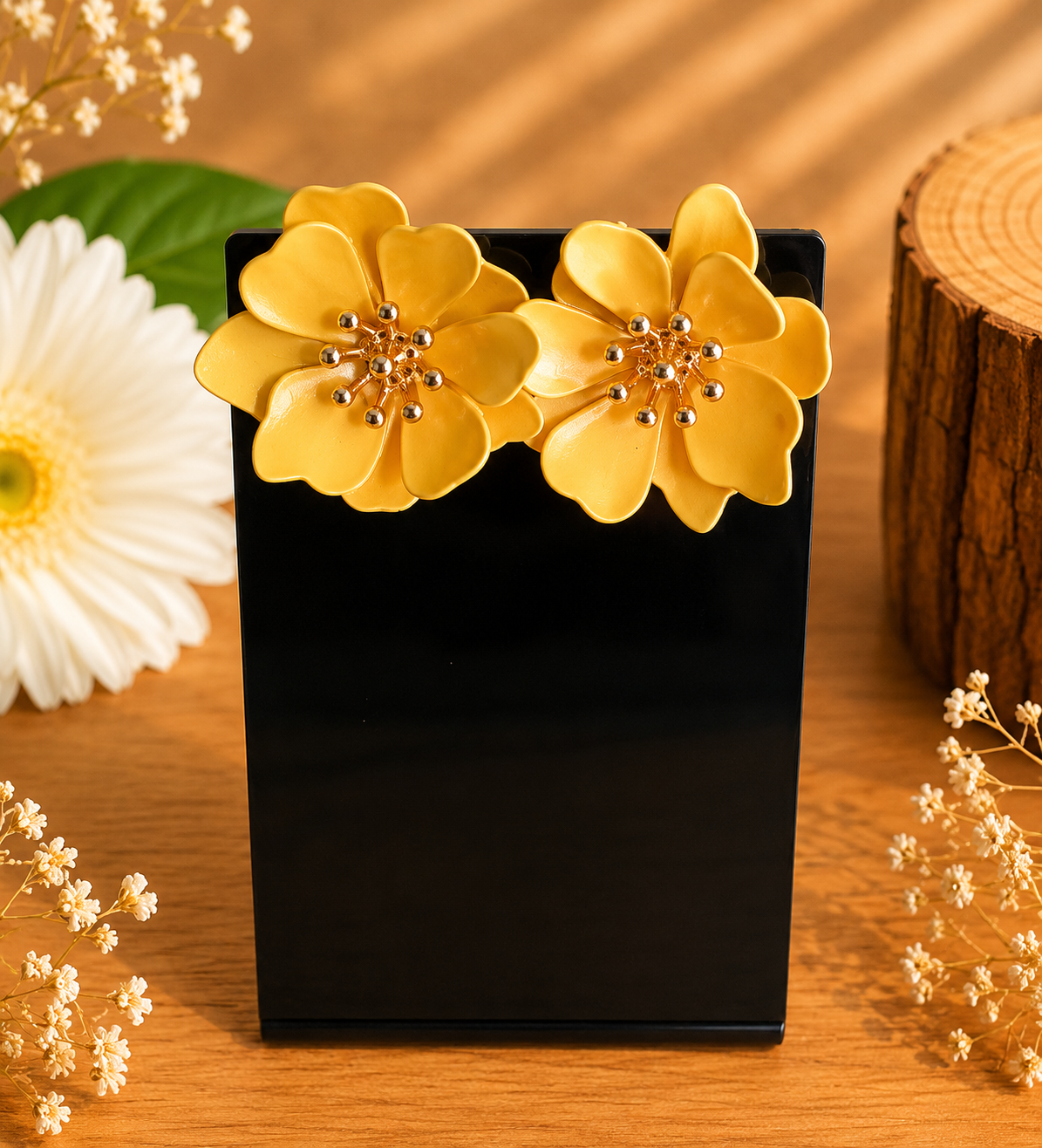 Boucles d' oreilles fleur jaune - lumière & joie 🌻