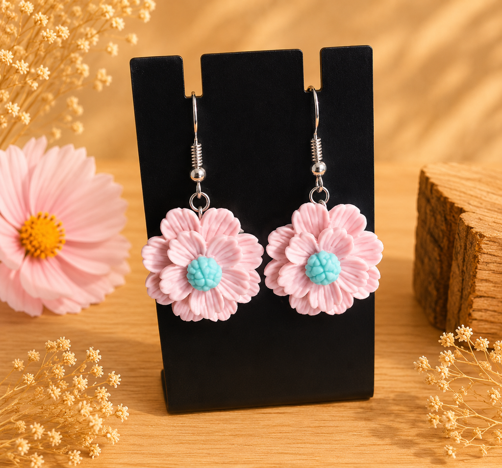 ✨Boucles d ' oreilles fantaisie en fleurs colorées 🌸