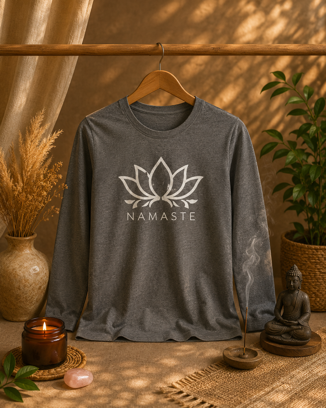 ✨T-shirt manches longues  Namasté- Bleu & Gris  ( Tailles M et L ) ✨