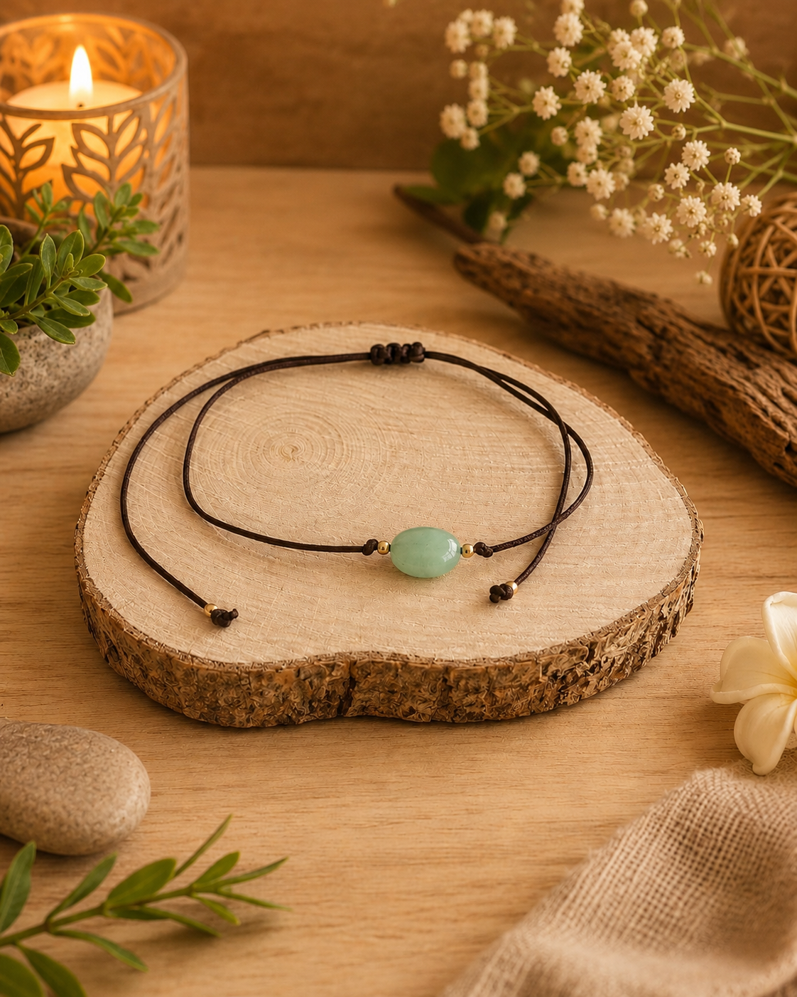Bracelet réglable en Aventurine Verte naturelle