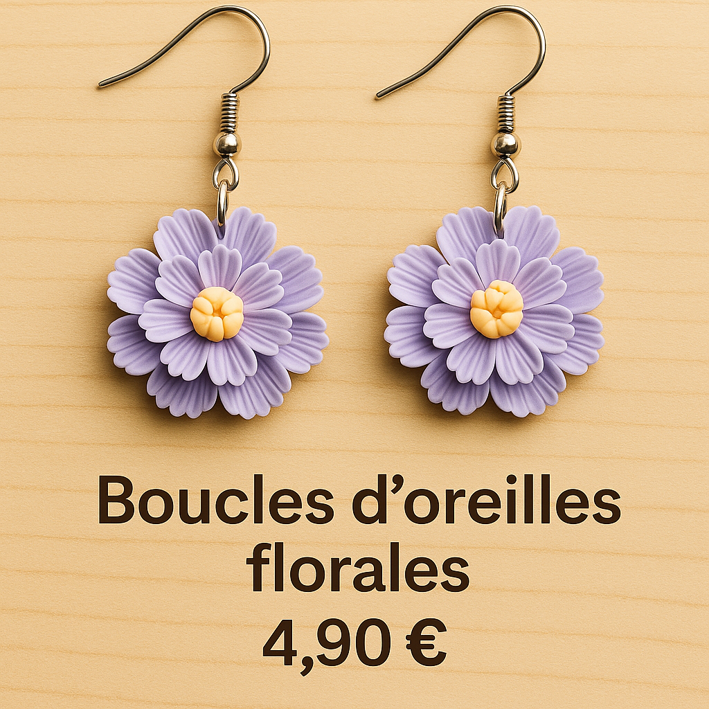 ✨Boucles d ' oreilles fantaisie en fleurs colorées 🌸