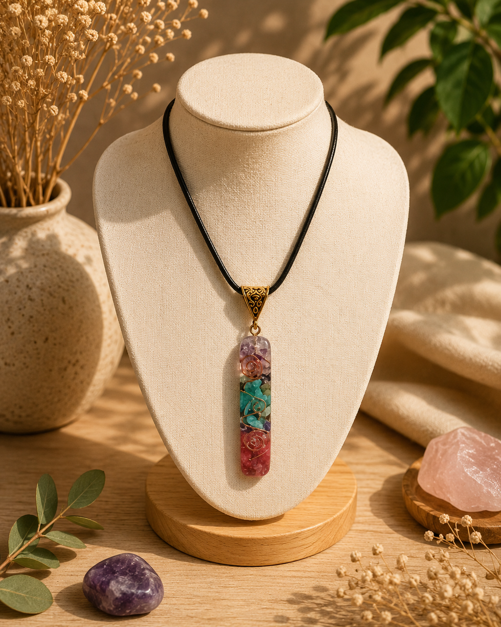 Collier énergétique 7 chakras - pierres naturelles