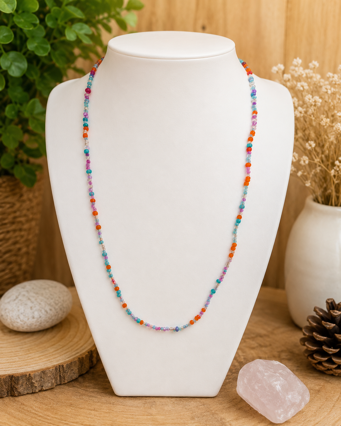 Collier fin en perles colorées - bijou délicat
